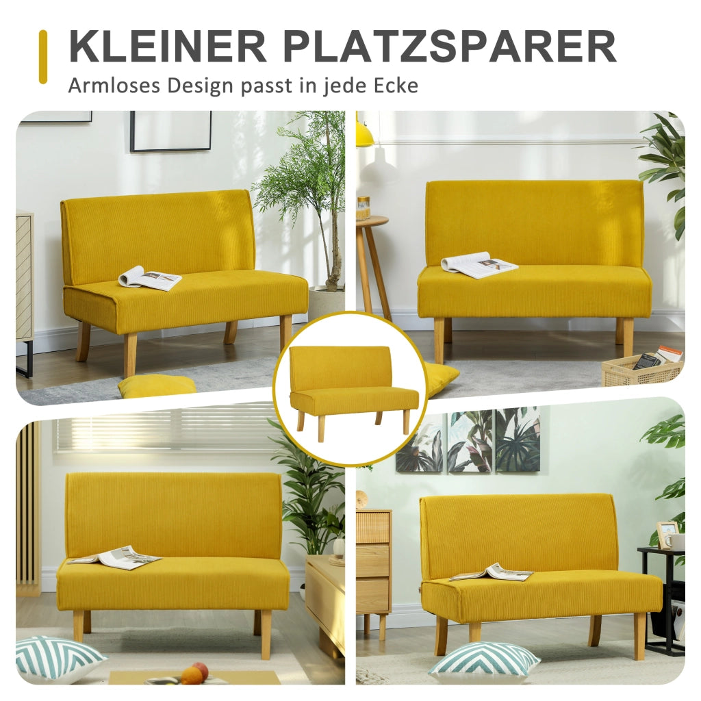 Divano 2 posti ¨C Minimal ¨C Tessuto corda giallo con gambe in legno
