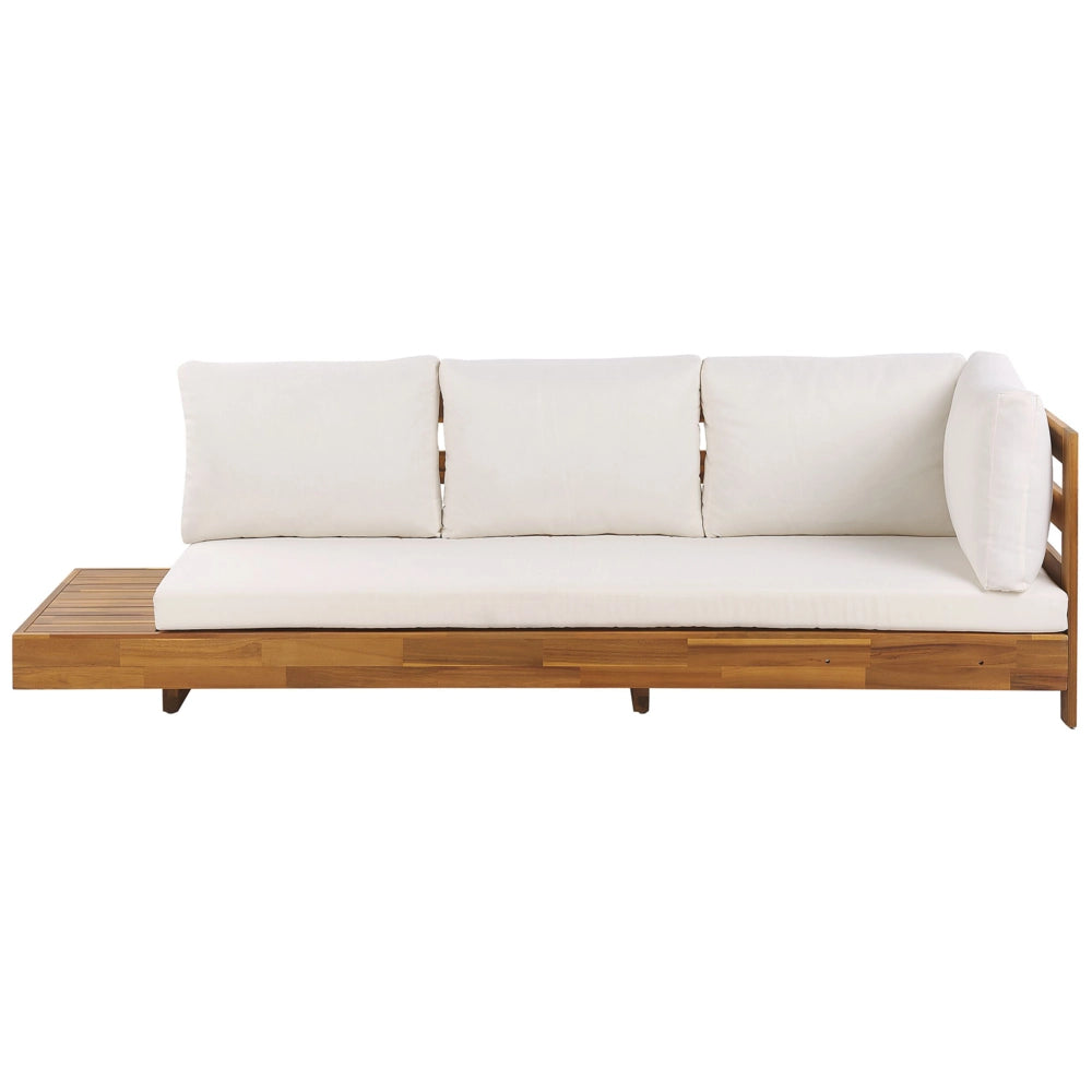 Divano angolare per esterni lato sinistro set tavolino certificato in legno d'acacia bianco da esterno sinistro