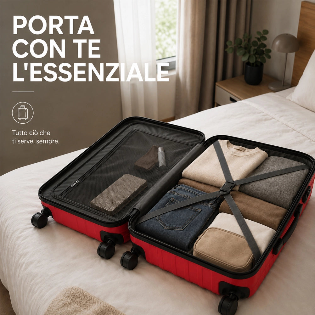 Valigia Bagaglio a Mano 55x40x20 cm Rosso Trolley Lugano Adatto Ryanair Easyjet