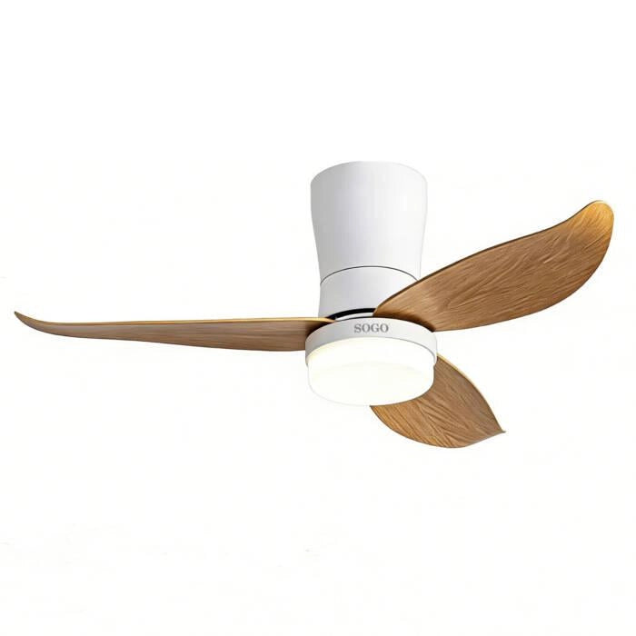 Ventilatore da soffitto 90 cm con luce LED 30W, 6 velocità, motore DC 18W, telecomando e timer - SOGO