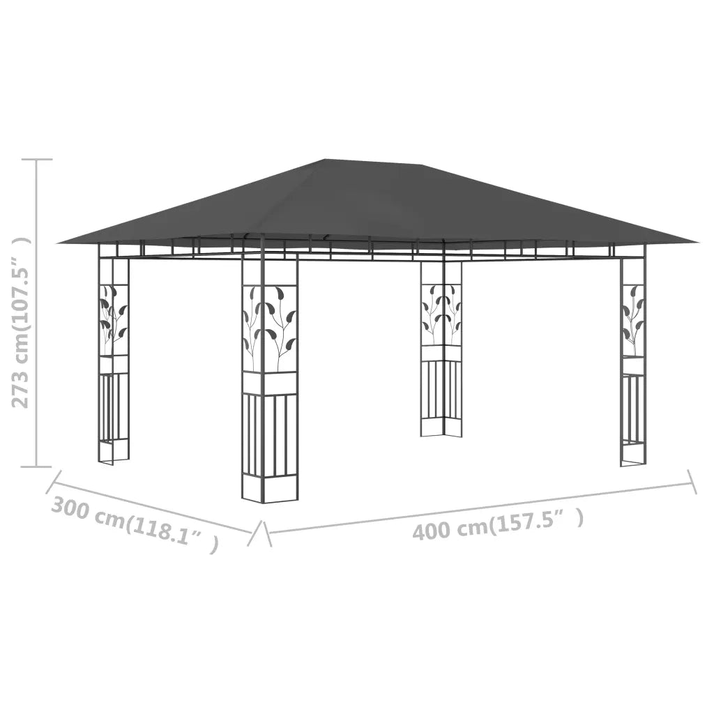 Gazebo con Zanzariera 4x3x2,73 m Antracite 180 g/mÂ² cod mxl 55320