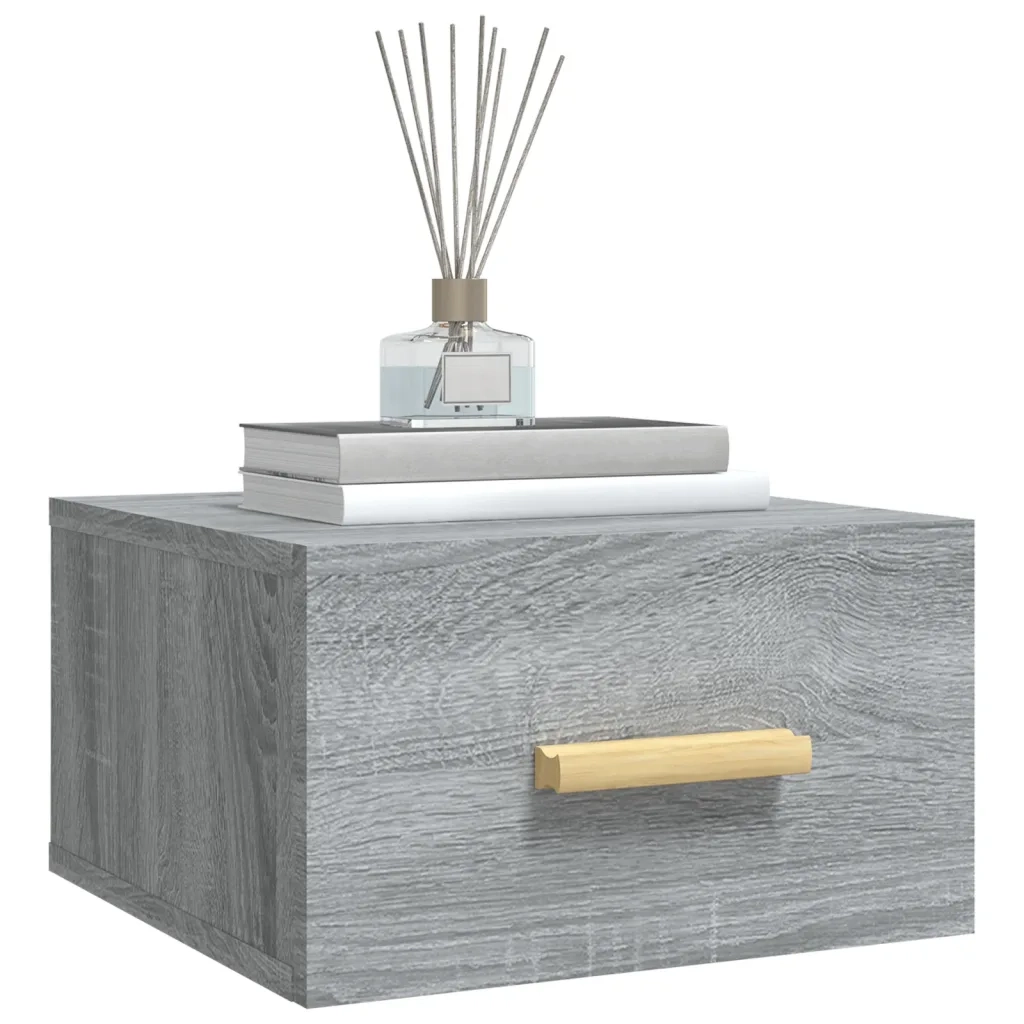 Comodino a Muro Grigio Sonoma 35x35x20 cm cod mxl 30027