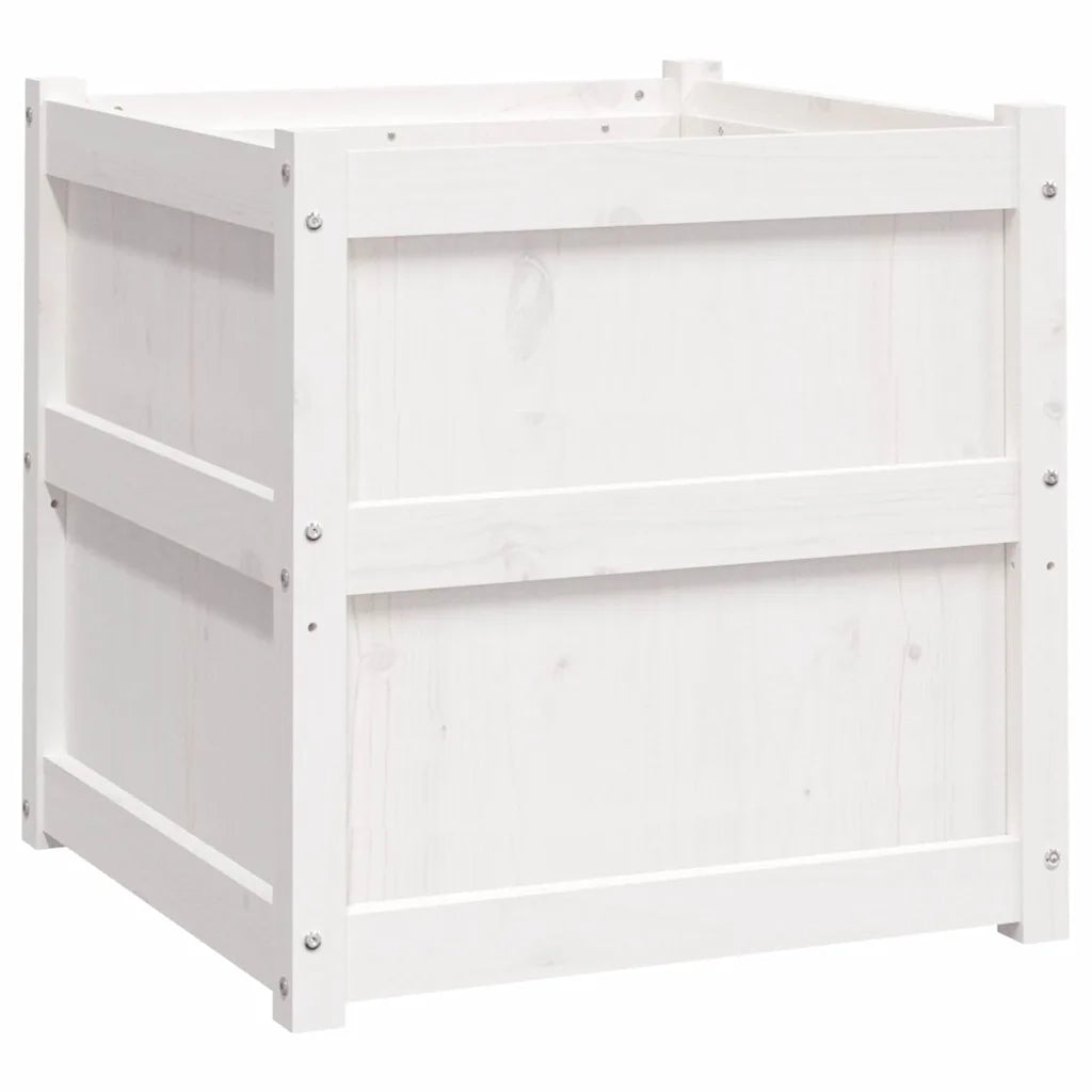 Fioriera da Giardino Bianca 60x60x60 cm Legno Massello di Pino 837426