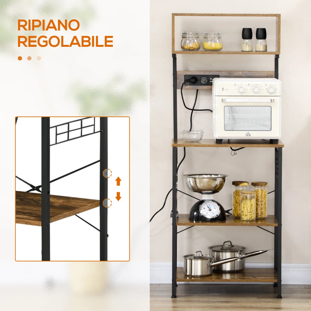Libreria Cucina con Ripiani e Ganci Stile Industriale ¨C zephmum ¨C Marrone 60x42x153cm