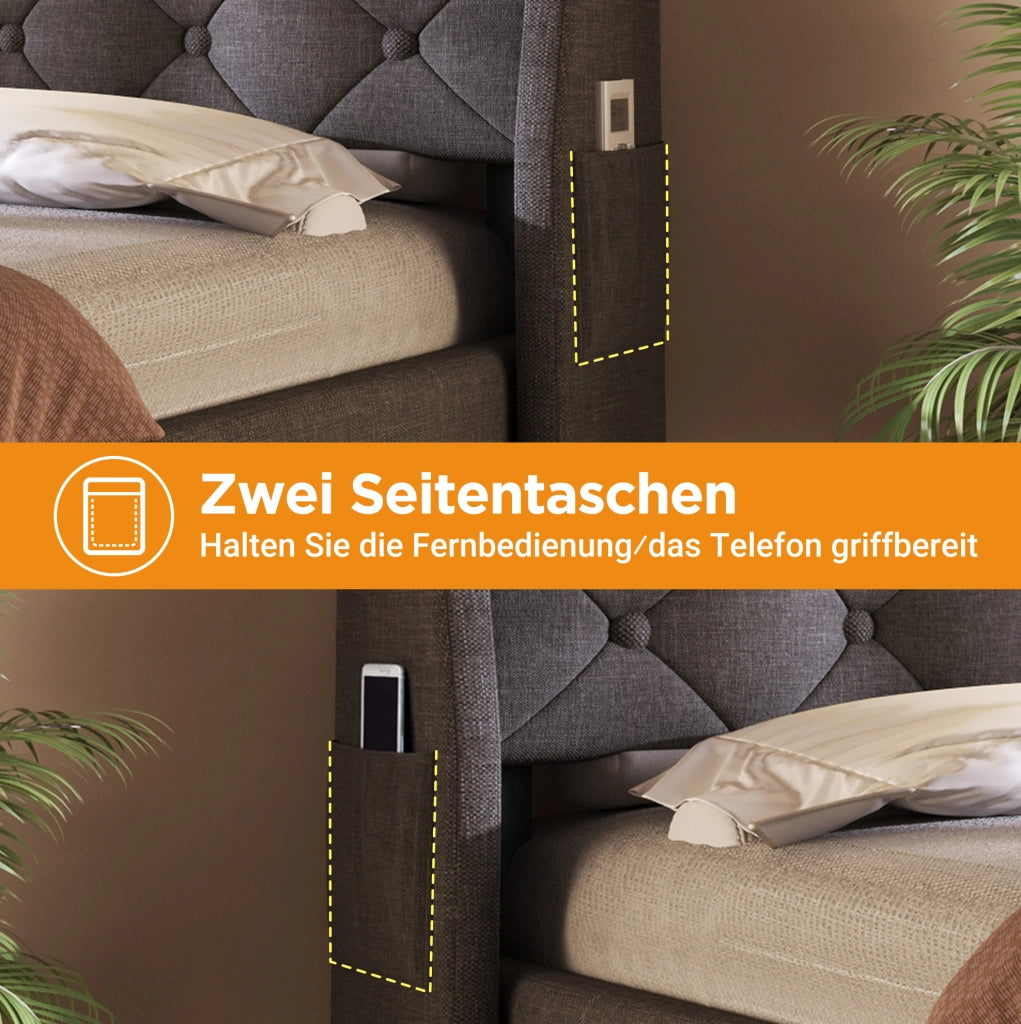 Letto singolo 90x200 con LED, ricarica USB-C e materasso
