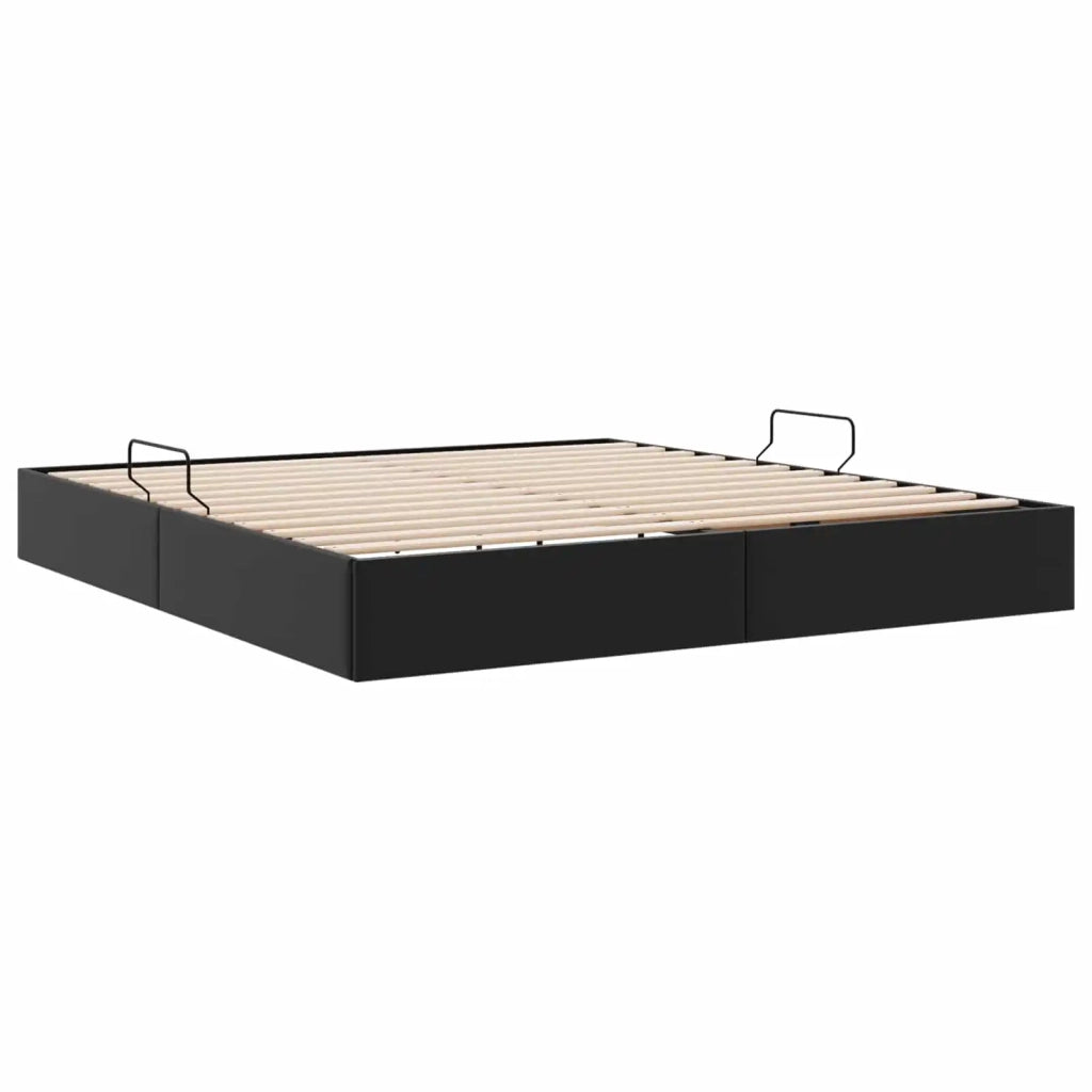 Letto ottomano Nero 180 x 200 cm Pelle Sintetica 3442782