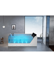 Vasca da bagno idromassaggio in vetro due posti full optional riscaldata 180x110cm Sicorage Traxy Sx