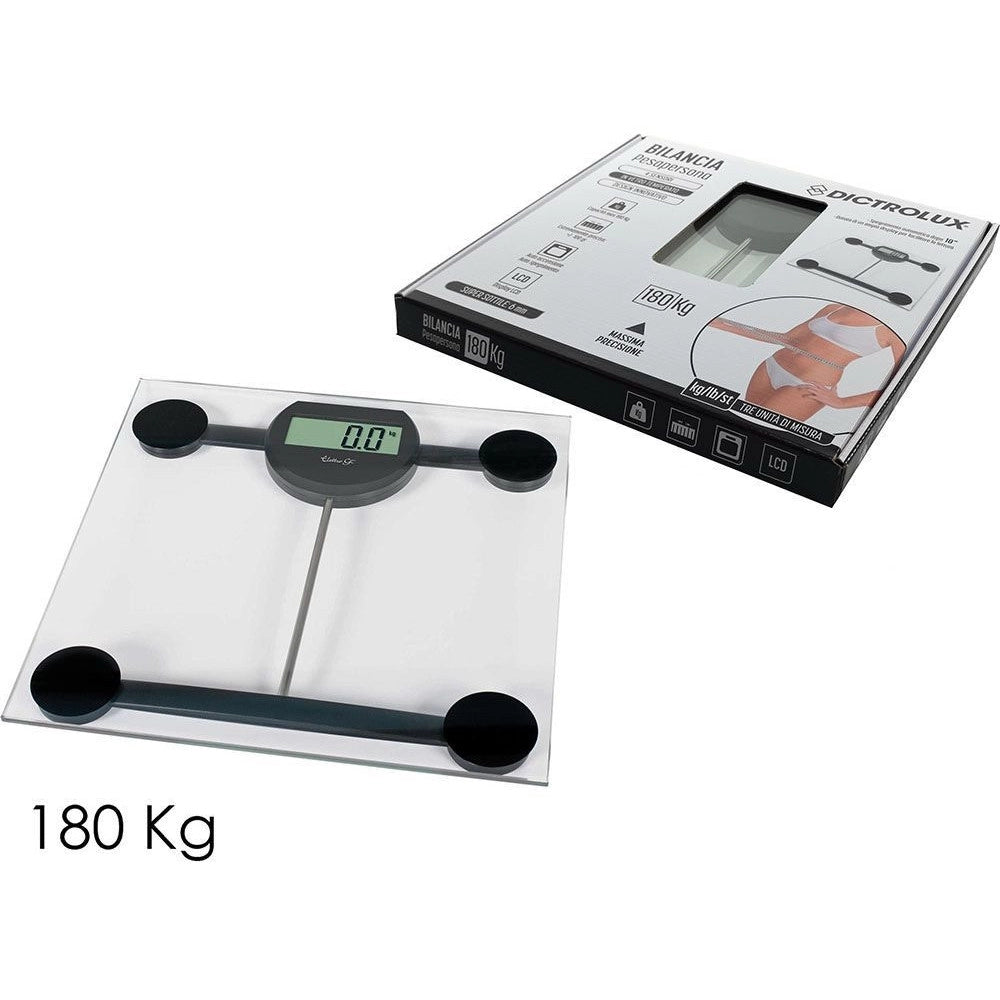 Trade Shop - Bilancia Pesapersone Digitale Ultrasottile In Vetro Pesa Persone Max. 180 Kg -