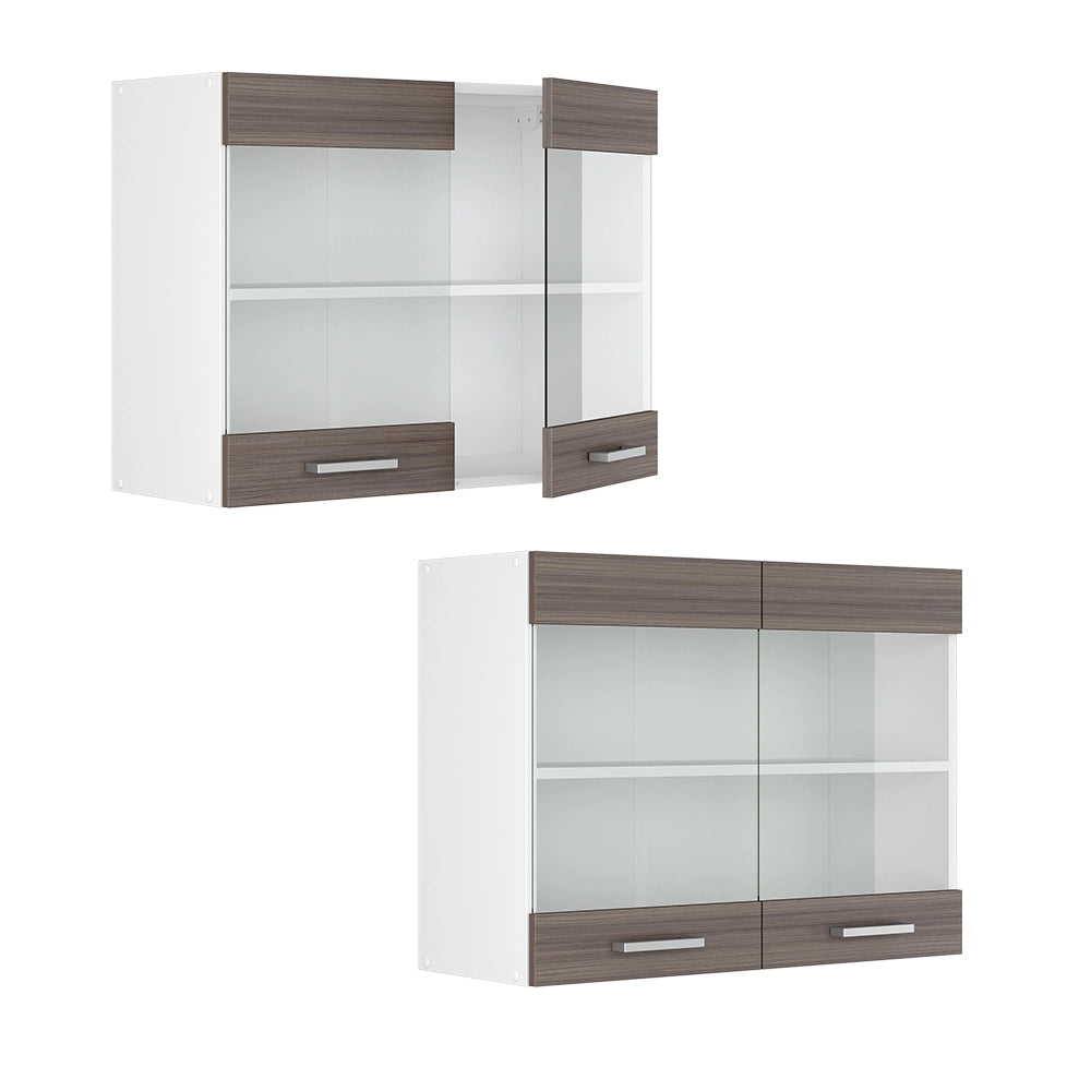 Vicco Mobile da cucina in vetro Grigio 80 cm