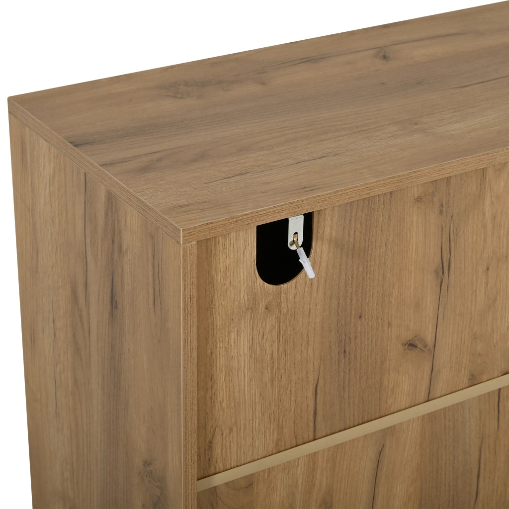 Credenza e madia con 2 cassetti 3 ante e 7 vani per soggiorno e sala da pranzo in MDF nero e legno 140 × 35 × 67 cm