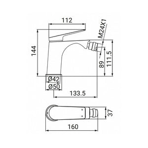 Miscelatore Bidet Serie Lando Gun Grey
