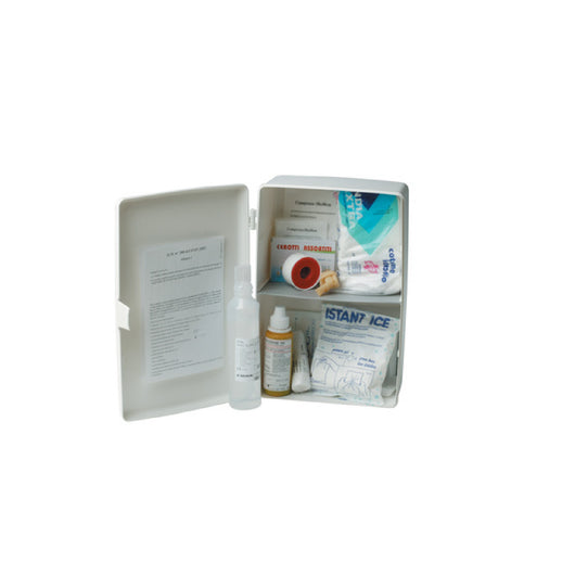 Armadietto pronto soccorso D.L.81/08 garze cerotti ghiaccio guanti forbici