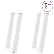 Gambe per tavolo consolle a forma di U 2 pz bianche 28x(72-73) cm in acciaio