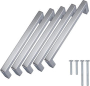Set di 5 Maniglie per Mobili Quadrati 96mm Distacco per Foratura in RVS