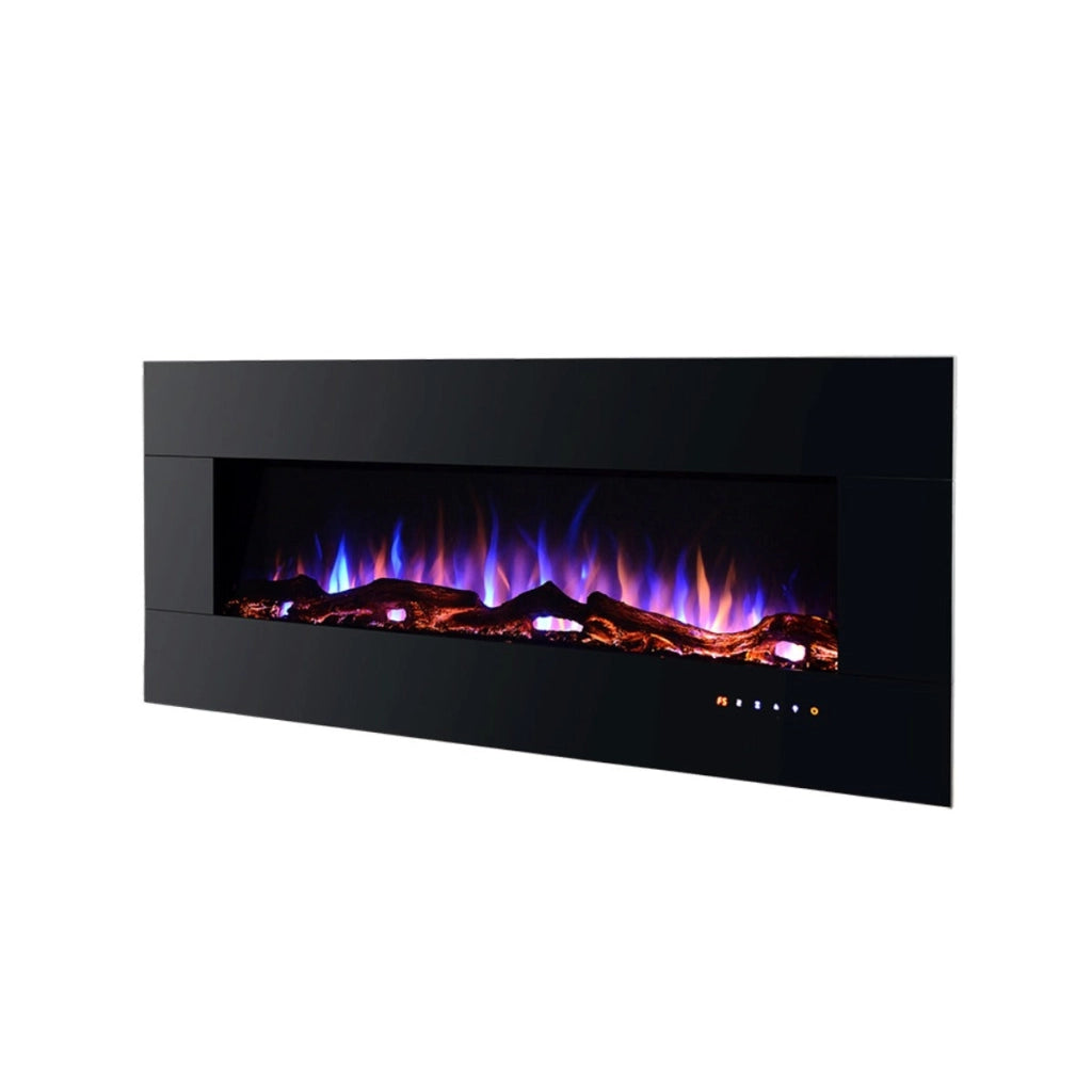 Camino Elettrico da Pavimento 52x127x11,5 cm Effetto Fiamma 1500W Advance Nero