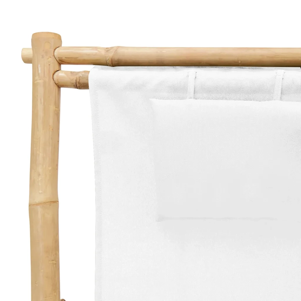 Sedia a Sdraio in BambÃ¹ e Tela Bianco Crema  cod mxl 16973