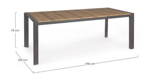 Tavolo da Giardino 198x100x74 cm in Alluminio Elias Antracite
