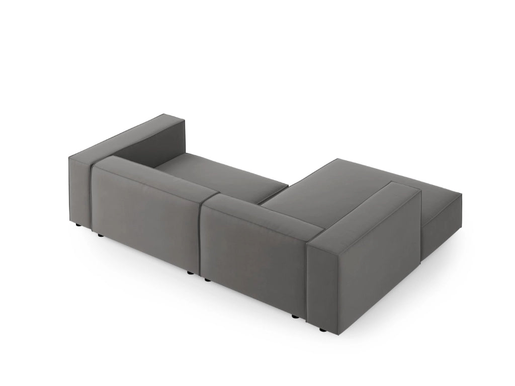 Cosmopolitan Design - Divano angolare sinistro "Arendal" 3 posti in velluto cemento 
