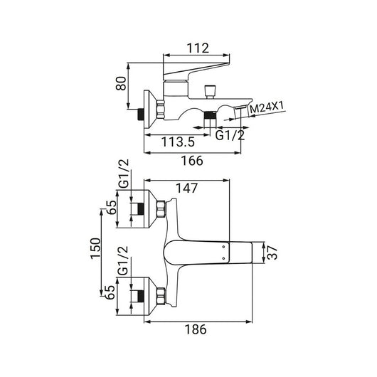 Miscelatore Vasca Serie Lando Gun Grey
