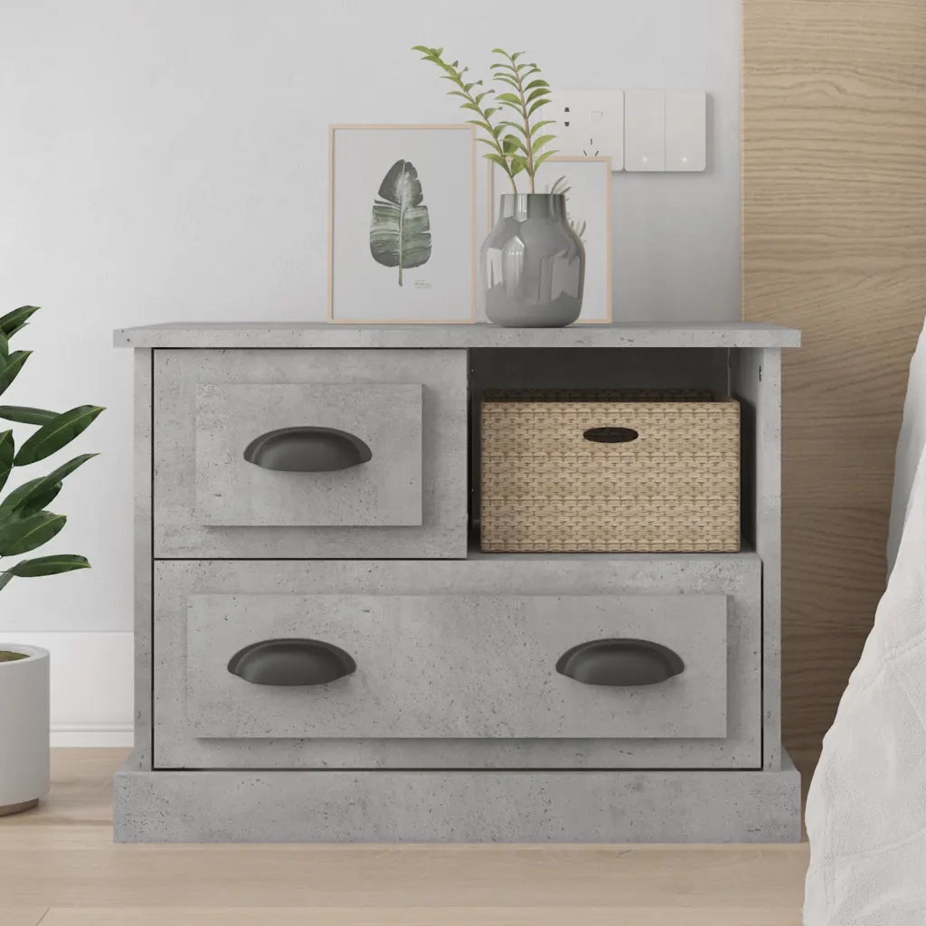 Comodino | Armadio da Notte | Mobiletto da notte Grigio Cemento 60x39x45 cm