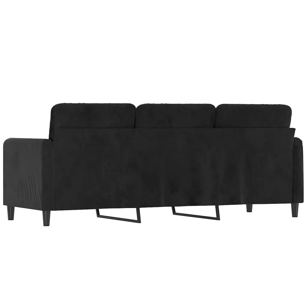 Divano a 3 Posti-Sofa 3 Posti Nero 180 cm in Velluto 181826