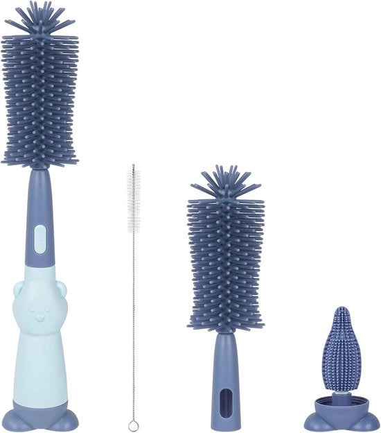 Aspiratore per Biberon e Bottiglie 3 in 1 con Setole in Silicone