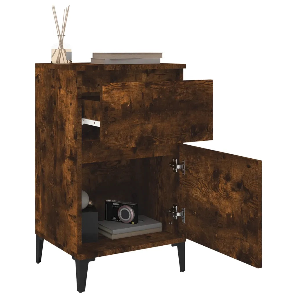 Comodino | Armadio da Notte | Mobiletto da notte Rovere Fumo 40x35x70 cm