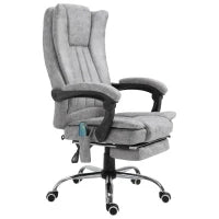 Sedia da Ufficio Massaggiante e Riscaldante ad Altezza Regolabile, Poltrona con Poggiapiedi, Sedia Ergonomica in Microfibra, 62x70x113-120 cm, Grigio