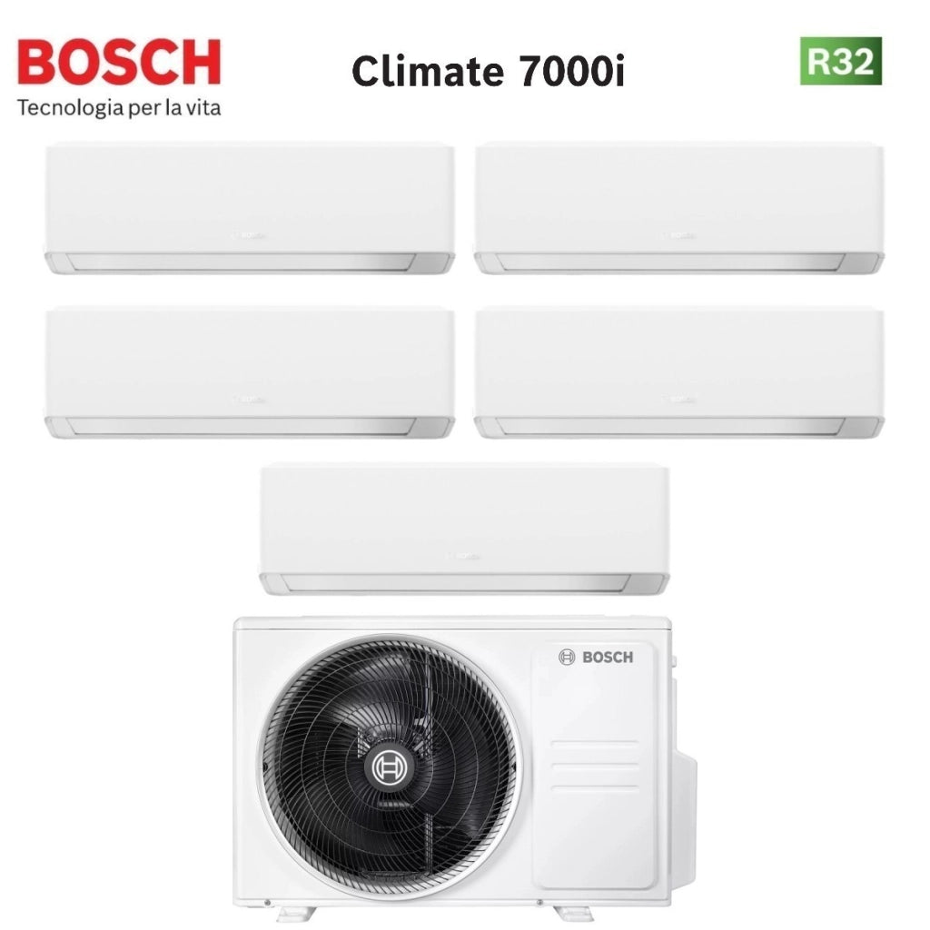 Condizionatore Penta Split Bosch CLIMATE 7000i WHITE 7+9+9+9+9 con 5000M 105/4 E R-32 Wi-Fi Integrato