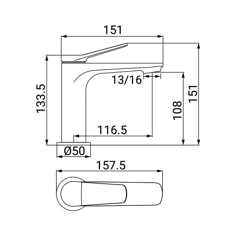 Miscelatore Lavabo Serie Mars con Piletta Click Clack Cromato