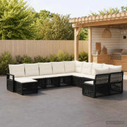 Set Divano da Giardino 11 pz Nero polyrattan 3435910