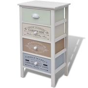 Mobile contenitore in stile francese 38 x 28 x 72 cm con 4 cassetti in legno sbiancato 02_0046274