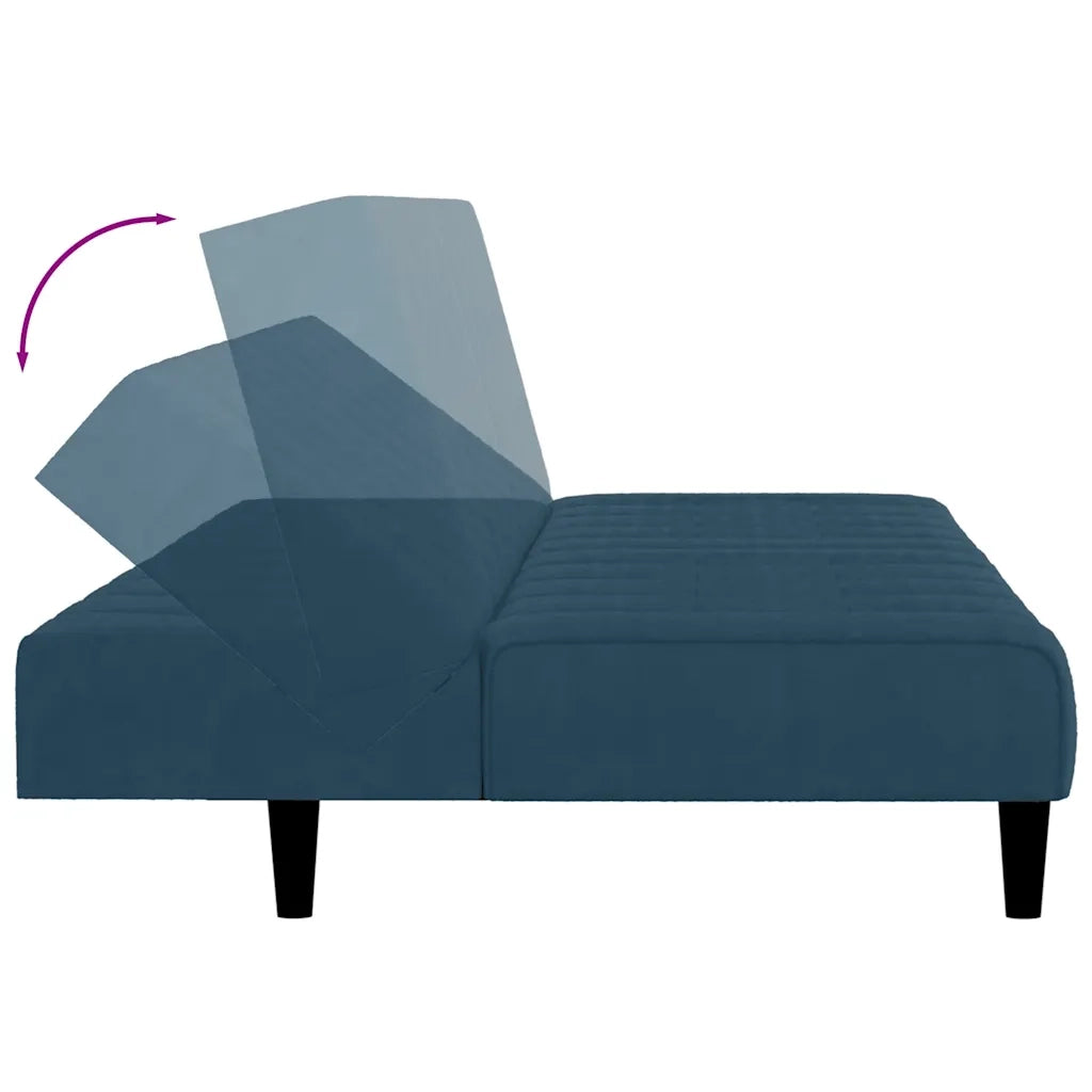 Divano Letto a 2 Posti Blu in Velluto 375762