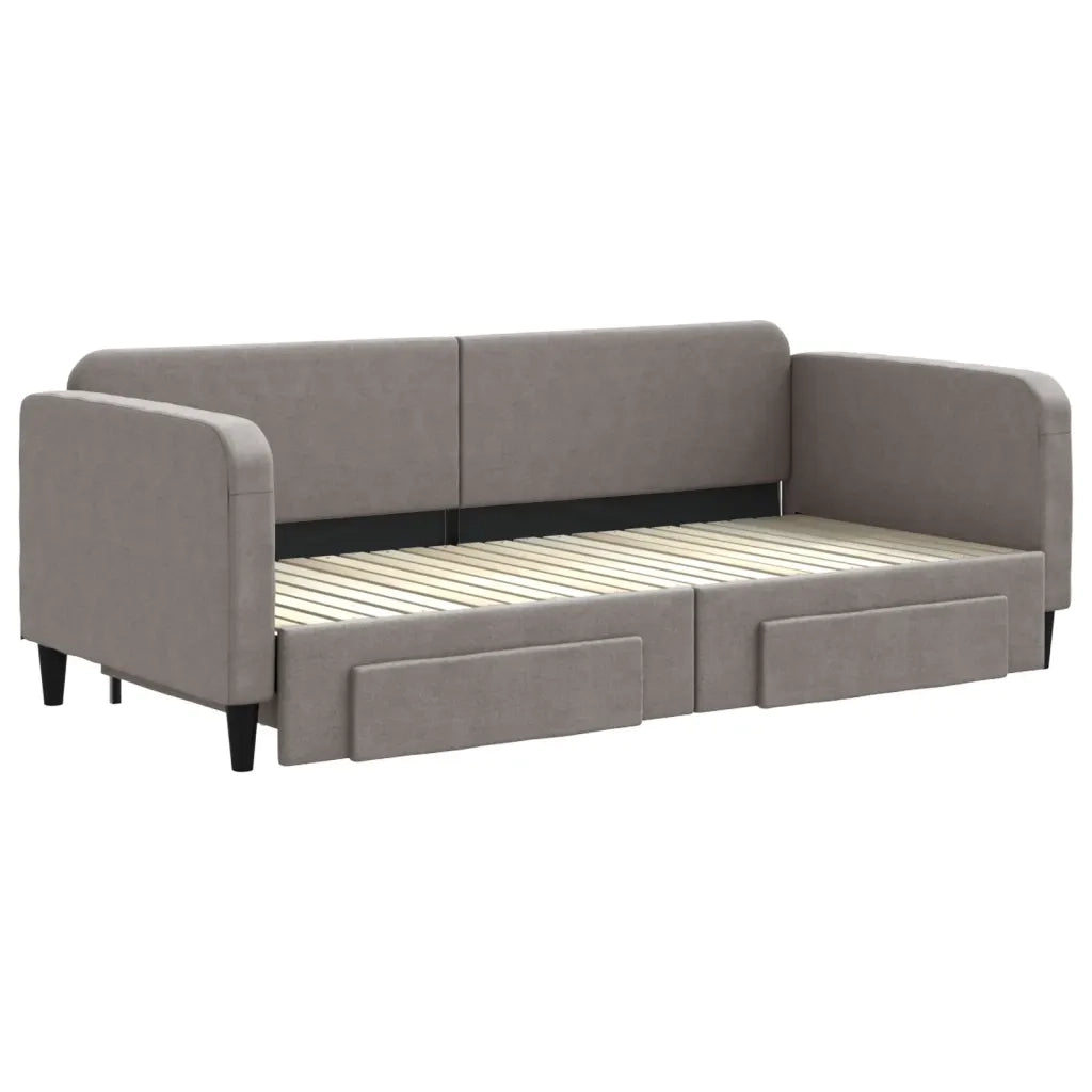 Divano Letto Estraibile con Cassetti-Sofa Letto-Daybed Tortora 90x200 cm Tessuto 566585