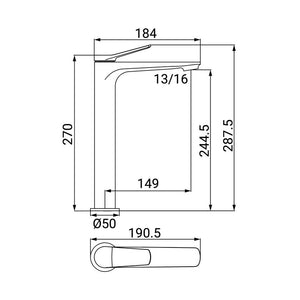 Miscelatore Lavabo Alto Serie Mars Cromato Senza Piletta