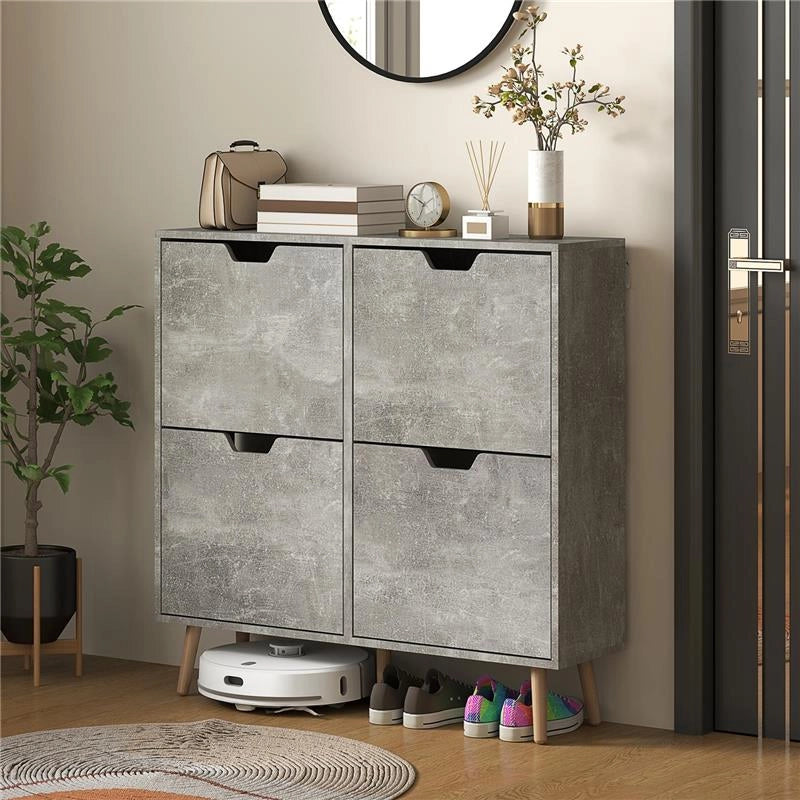MOBILE SCARPIERA CON 4 CASSETTI RIBALTABILI A 2 LIVELLI PER 16 PAIA IN LEGNO 95X26X95 CM GRIGIO
