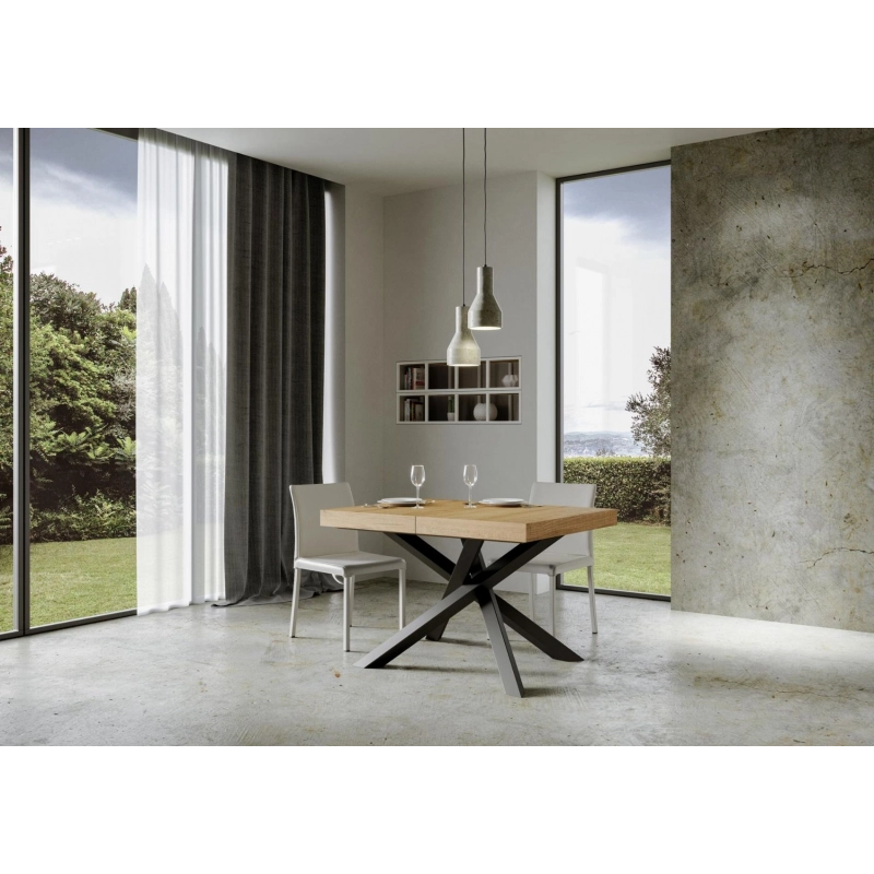 Tavolo allungabile 90x130/234 cm Volantis telaio Antracite - Quercia Natura