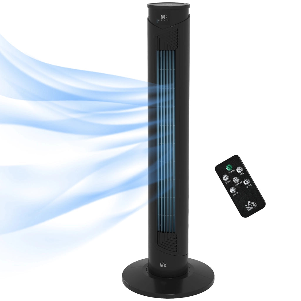 Ventilatore a Torre 45W a 4 Modalit¨¤ e 3 Velocit¨¤ con Timer da 12h, in ABS, ?31.5x93 cm, Nero