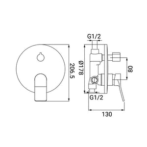 Miscelatore Incasso Doccia con Deviatore Serie Mars Cromato
