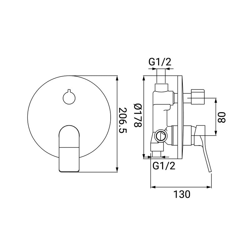 Miscelatore Incasso Doccia con Deviatore Serie Mars Cromato
