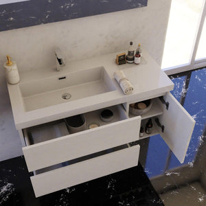 Mobile Bagno Sospeso 100 cm Lavabo e Specchio Bonussi Pegaso Bianco