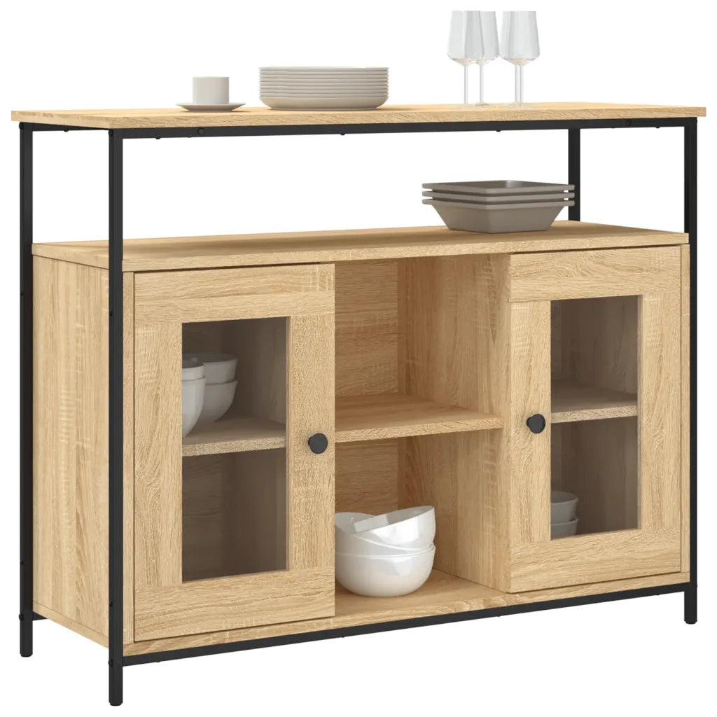 Credenza-Buffet-Armadio da cucina Rovere Sonoma 100x35x80 cm in Legno Multistrato 147406