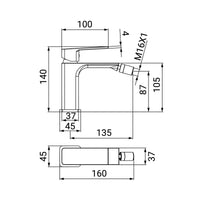 Miscelatore Bidet Serie Kant con Piletta Click Clack Cromato