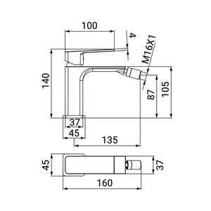 Miscelatore Bidet Serie Kant con Piletta Click Clack Cromato