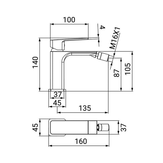 Miscelatore Bidet Serie Kant con Piletta Click Clack Cromato