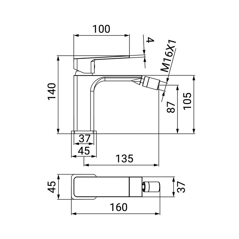 Miscelatore Bidet Serie Kant con Piletta Click Clack Cromato