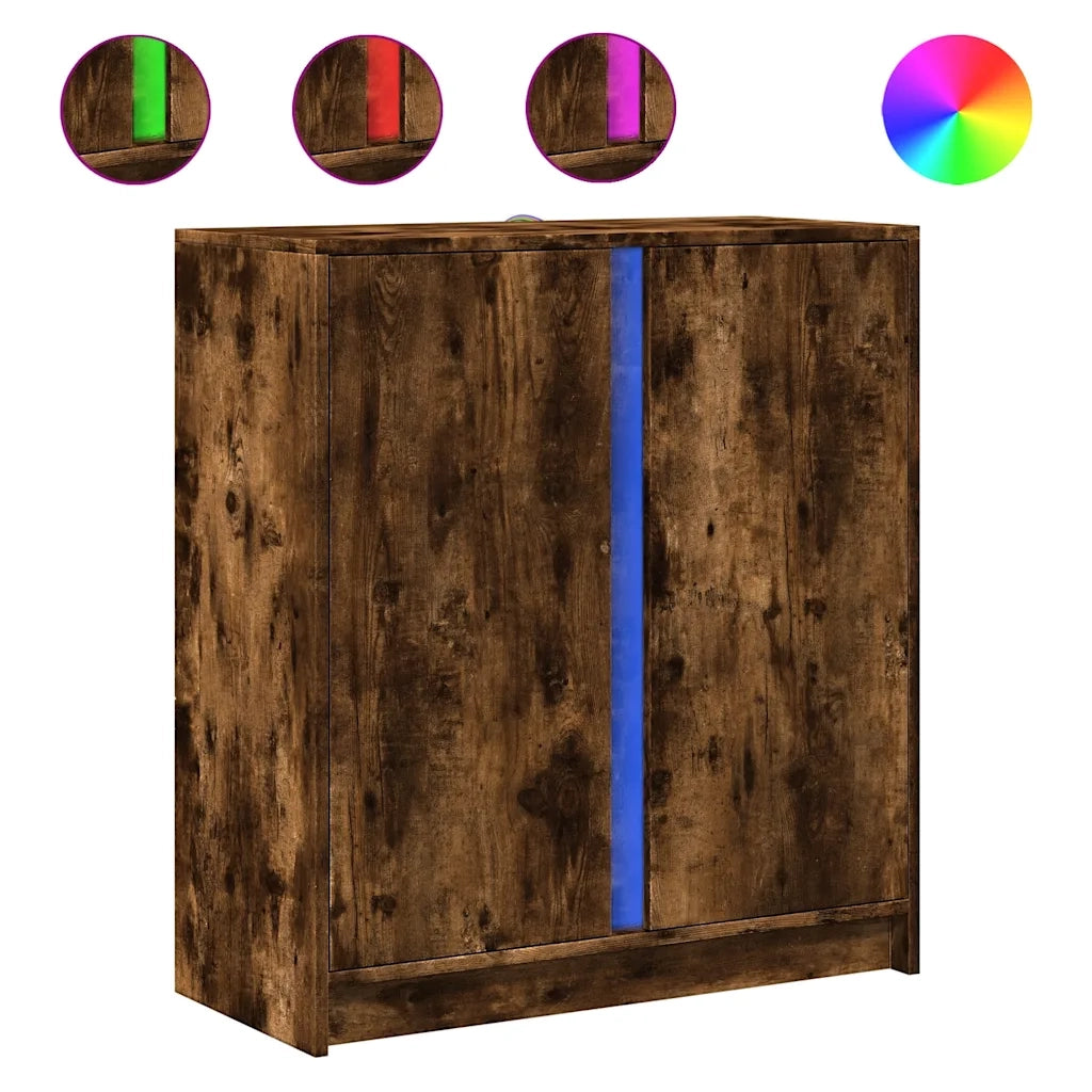 Credenza con LED-Buffet-Armadio da cucina Rovere Fumo 77x34x85 cm in Legno Multistrato