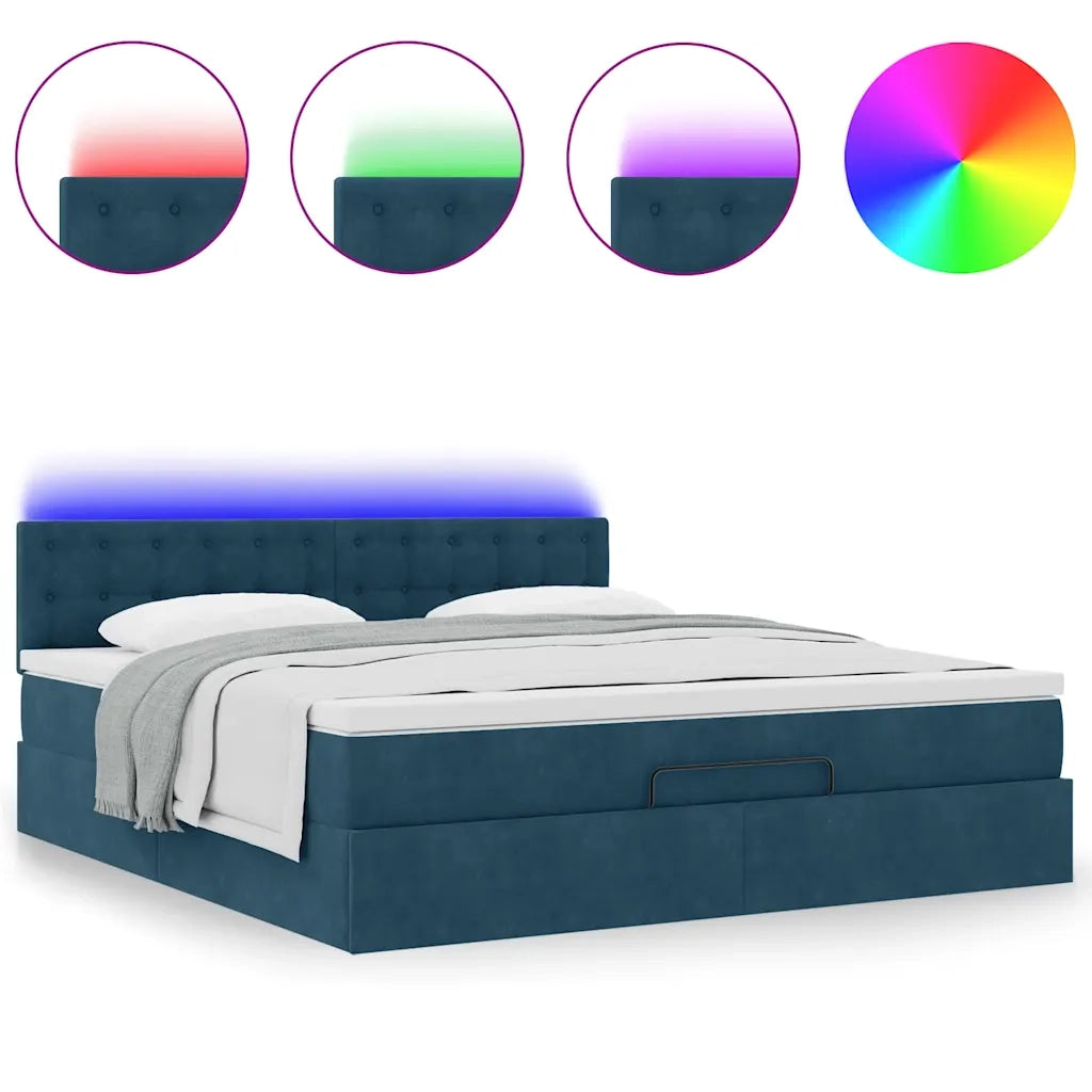 Struttura Letto Pouf con Materasso 160x200 cm in Velluto