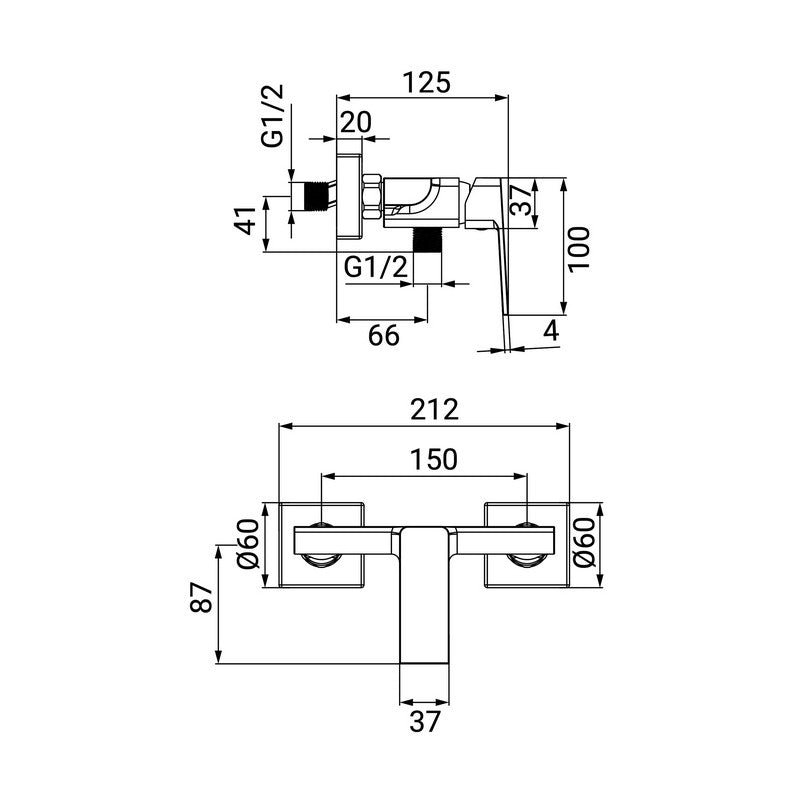 Miscelatore Esterno Doccia Serie Kant Cromato