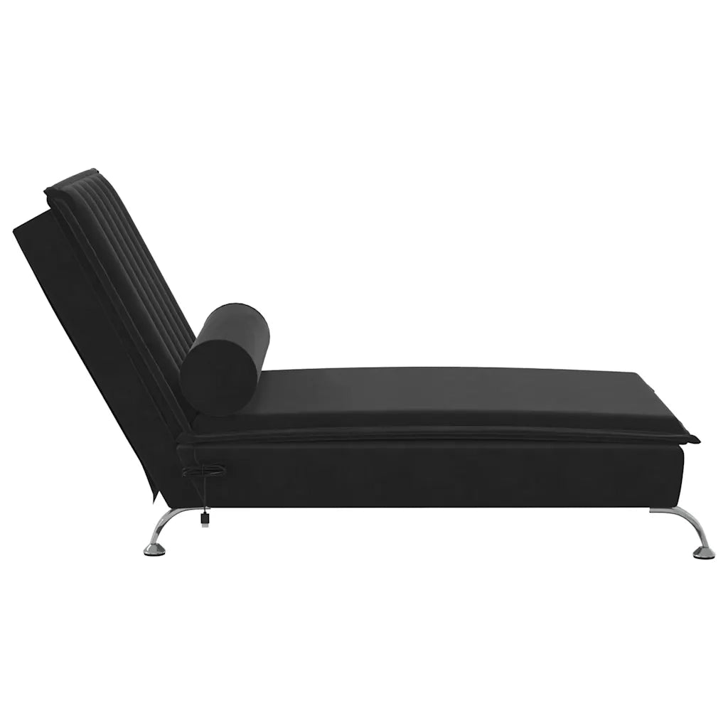 Chaise Longue Massaggi con Cuscino a Rullo Nero in Velluto CFW1694989